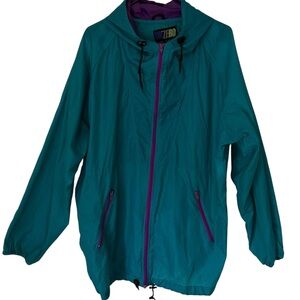 Cintage Sub Zero Nylon Windbreaker w Hood  Women’s Sz M Teal w Purple